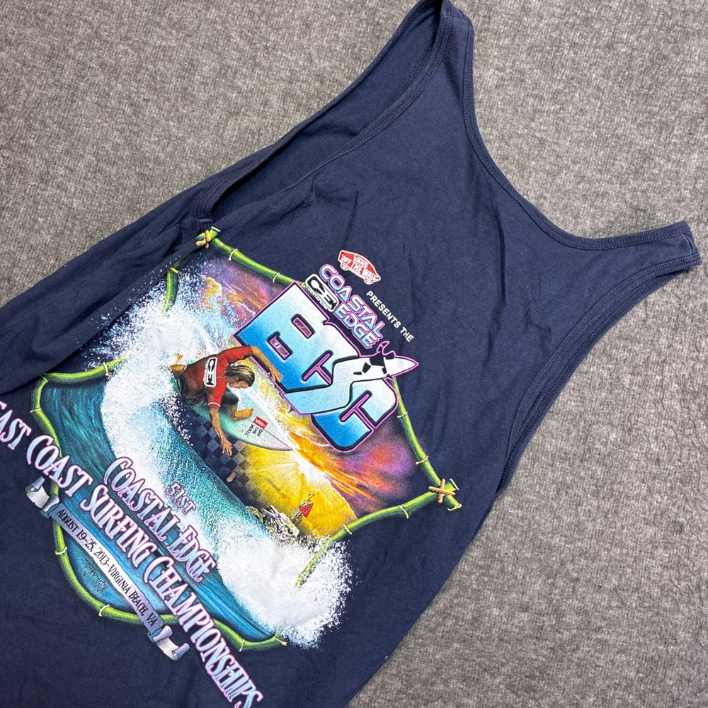 Canvas Tank Top Mens Small Blue East Coast Surfing Championships 2013‎ Graphic